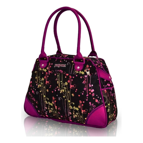 Cartera Jansport Travel Tote Negra Con Flores