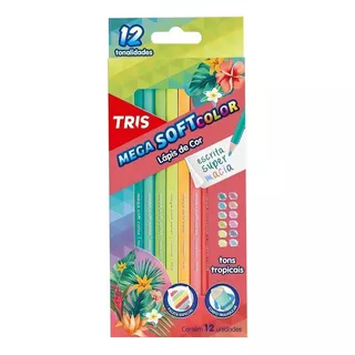 Estojo Lápis De Cor Mega Soft Color 12 Tons Tropicais Tris