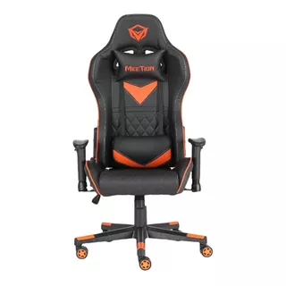 Silla De Escritorio Meetion Chr14 Mt-chr14 Gamer Ergonómica  Negra Y Naranja Con Tapizado De Cuero Sintético