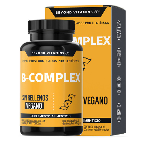 B-complex | Vitaminas Complejo B Beyond Vitamins | Sin Sabor | Suplemento Alimenticio Vitaminas B, Raíz De Betabel, Vitamina B12 Y Curcuma | 60 Cápsulas