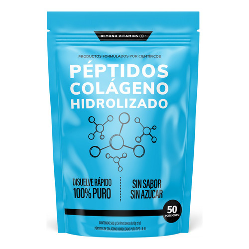 Péptidos De Colágeno Hidrolizado Puro Tipo I & III - Beyond Vitamins - Certificado 100% Pastoreo Libre - Con Aminoácidos - 500g