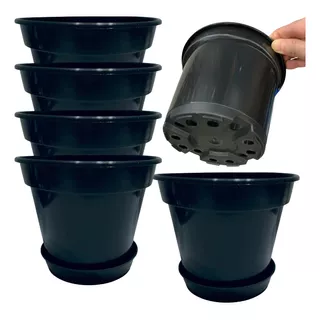 Kit 5 Vasos Plástico / Pote 15 = 1 Litro + 5 Pratos 11cm 