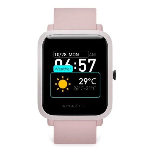 Smartwatch Amazfit Basic Bip U Sport 1.43" caja 143mm de  policarbonato  pink, malla  pink de  goma de silicona y bisel de  plástico A2017