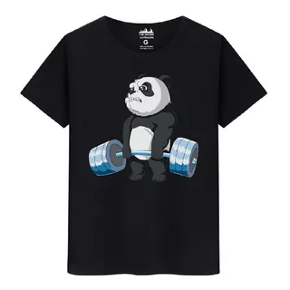 Camiseta Masculina Algodão Premium Panda Musculação Halters