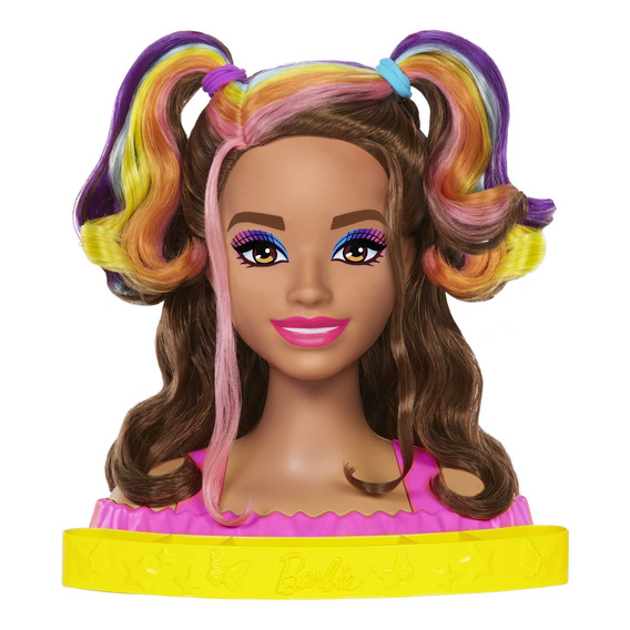 Barbie Styling Head Muñeca Arcoíris Neón Castaña