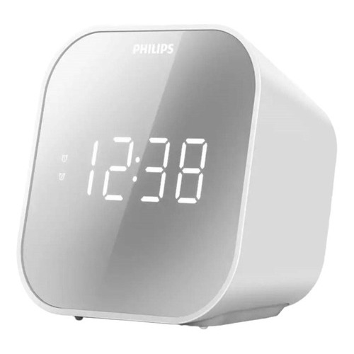 Radio Fm Mesa Reloj Despertador Pantalla Espejo Doble Alarma Color Blanco