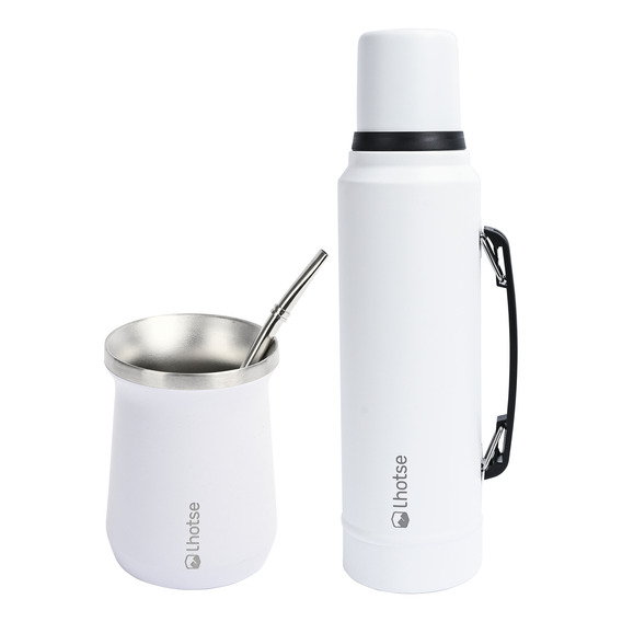 Termo Liquido Classic 1,3 Lts + Mate Bombilla Lhotse White