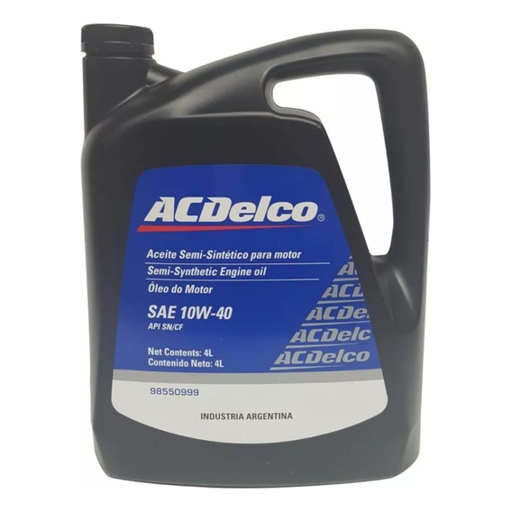 Aceite para motor ACDelco semi-sintético 10W40 para autos, pickups & suv de 1 unidad x 4L