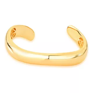 Pulseira Bracelete Liso Estruturado Banho Ouro Semijoia