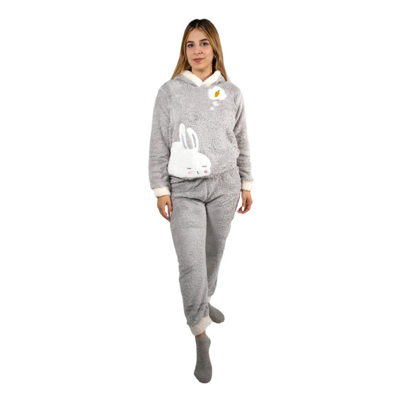 Pijama Sherpa Mujer De Conejo Con Capucha