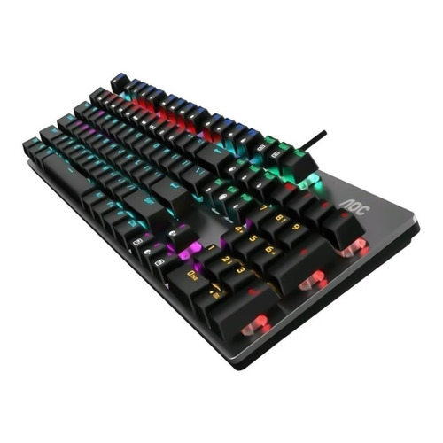 Teclado Gamer Mecanico Rgb Aoc Gk410 Alta Gama Ergonomico Color del teclado Gris