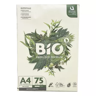 Resma Bio A4 75 Gr. Un Papel Premium Color Natural Pack X10