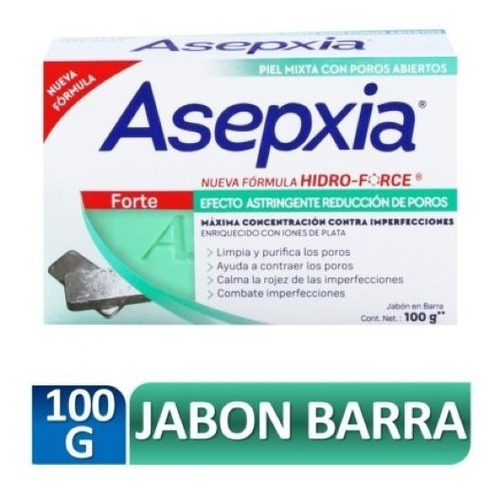 Jabón en barra Asepxia Hidro-force forte piel mixta 100g