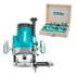 Kit Router Total 2200w Fresadora De Mano + Set 12 Fresas 6mm