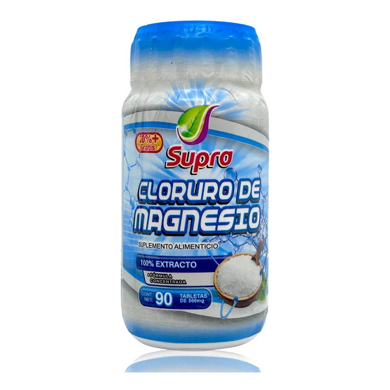 Cloruro De Magnesio 90 Tabletas 500 Mg Supra.