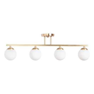 Plafon 4 Luces Barral Elyn Dorado Globo Opal Apto G9 Deco