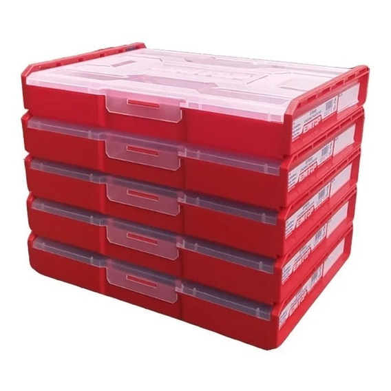 Caja Herramientas Apilable Organizador Gaveteros Emtop X 5u Color Rojo