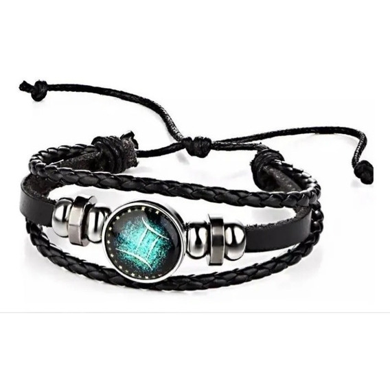 Pulsera De Signo Del Zodiaco Brazalete Cuero Sintético