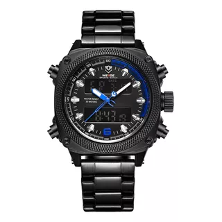 Relógio Masculino Weide Anadigi Wh7302b Preto E Azul
