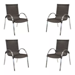 4 Cadeiras Alumínio E Fibra Sintética Kit