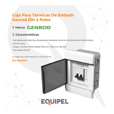 Caja Para Térmicas De Embutir Genrod Din 4 Polos