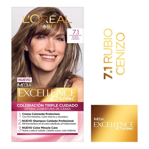 Kit Tintura L'Oréal Paris  Excellence Kit Tintura L'oréal París Excellence Creme Para Rubio tono 7.1 rubio cenizo para cabello