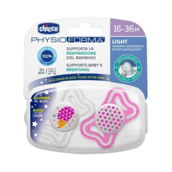 Chupete Physio Forma Light Chicco Luminoso X 2  16 -36 Meses