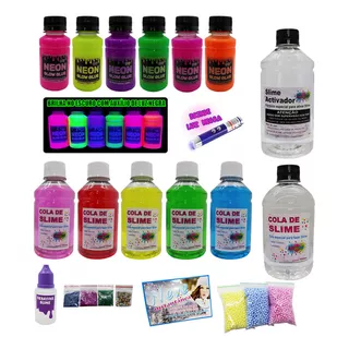 Kit Slime Colas Neon Flosforecente Dia Das Crianças E Natal