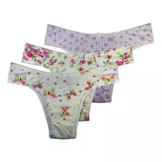 Kit 12 Calcinhas Tanga Algodão Adulto Varias Estampas P M G