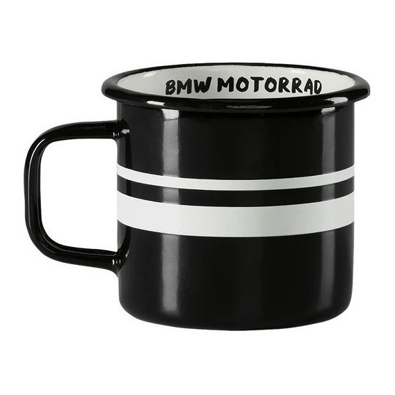 Taza Esmaltada Twin Stripes Negra Original Bmw