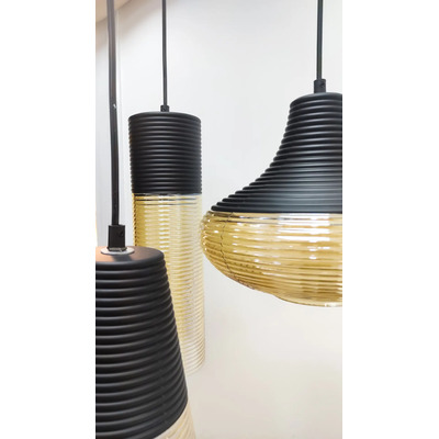 Colgante 3 Luces Plize Trio Negro Ambar Apto E27 Moderno Cie Negro/ámbar