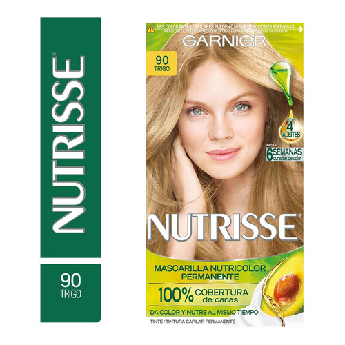 Kit Tinte Garnier  Nutrisse regular clasico Mascarilla nutricolor permanente tono 90 trigo para cabello