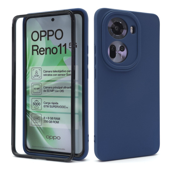 Funda 3 En 1 Para Oppo Reno 11 5g Proteccion 360 Case Rudo