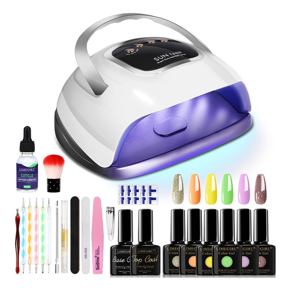 Lámpara De Uñas Uv Led Esmalte Kit Para Uñas 220w Base+top