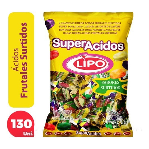 Caramelo duro Lipo Super Acidos surtido 6.97 g 130 u
