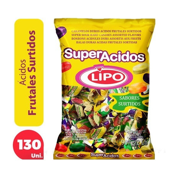 Caramelo duro Lipo Super Acidos surtido 6.97 g 130 u