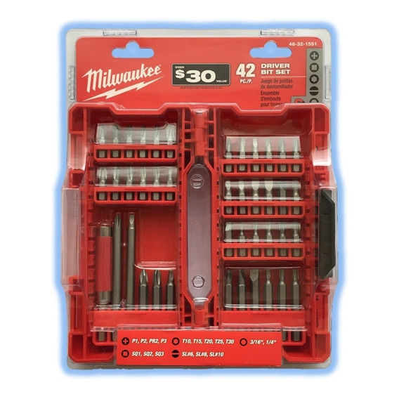 Kit Juego Puntas Atornillador Milwaukee 42 Piezas Bits 1551