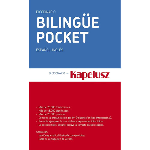 Kapelusz Diccionario Bilingüe Pocket, de VV. AA.. Editorial KAPELUSZ, tapa blanda en español/inglés, 2017
