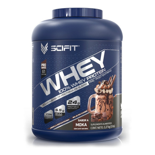 Scifit Proteína 100% Whey 5lbs 24 G Proteína | 61 Servicios Sabor Moka