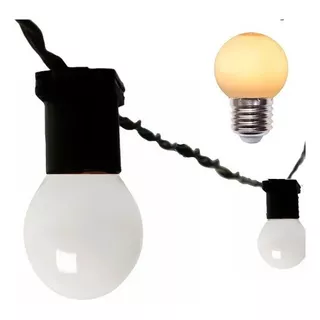 Varal De Luzes Cordão De Iluminação 50m Com Lampada Led 1w Cor Da Luz Preto Led 1w Leitosa- 220v