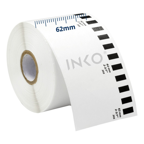 50 Rollos Etiqueta Inko Compatible Con Brother Dk2205 62mm Color Blanco