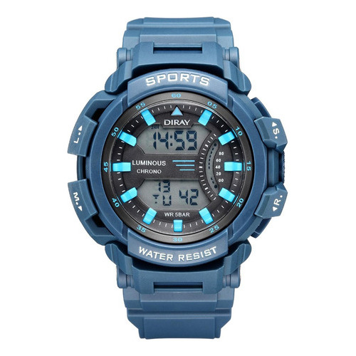 Reloj De Pulsera Diray Unisex Deportivo Dr222l3 Color de la correa Azul Color del bisel Azul Color del fondo Gris