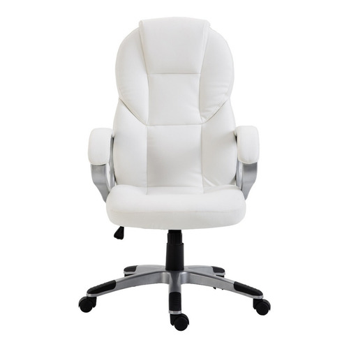 Silla de escritorio Consulogo Executive ergonómica  blanca con tapizado de cuero sintético