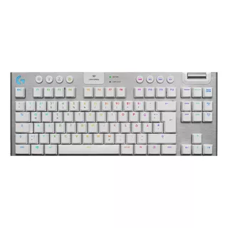 Teclado Gamer Bluetooth Logitech G Serie G G915 Tkl Qwerty Inglés Internacional Color Blanco Con Luz Rgb