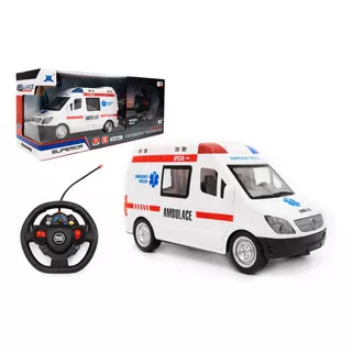 Ambulancia 22cm R/c A Pilas Con Sonido, Luces Y Señaleros
