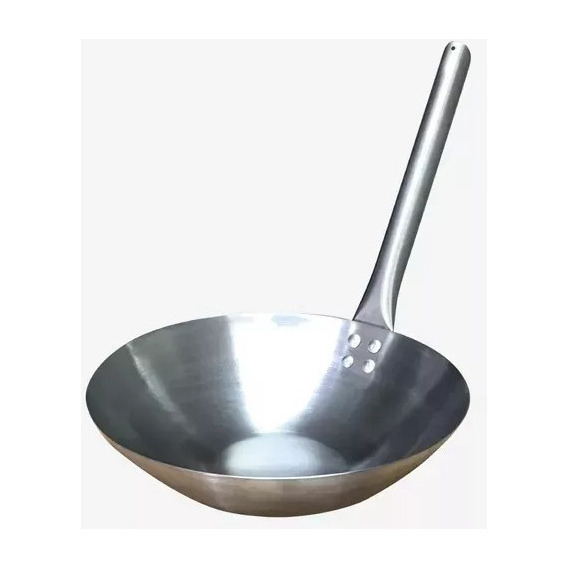 Sarten Wok Chifero Acero Inox Mate De 36cm Con Remache