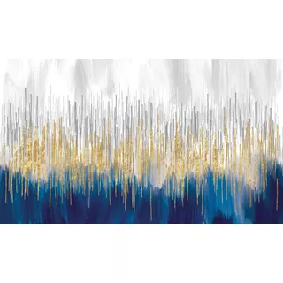 Líneas Abstractas Dorado Azul 60x120 Canvas Cuadro Bastidor