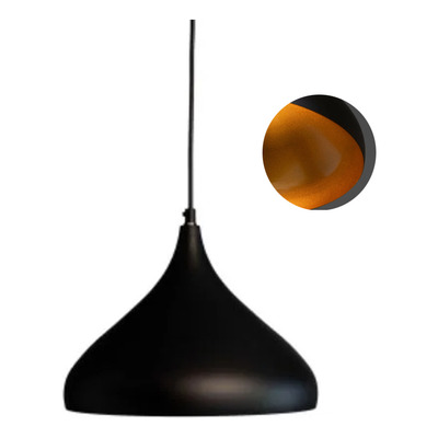 Lampara Colgante Goldie Negro Dorado 30cm Apto Led E27cie