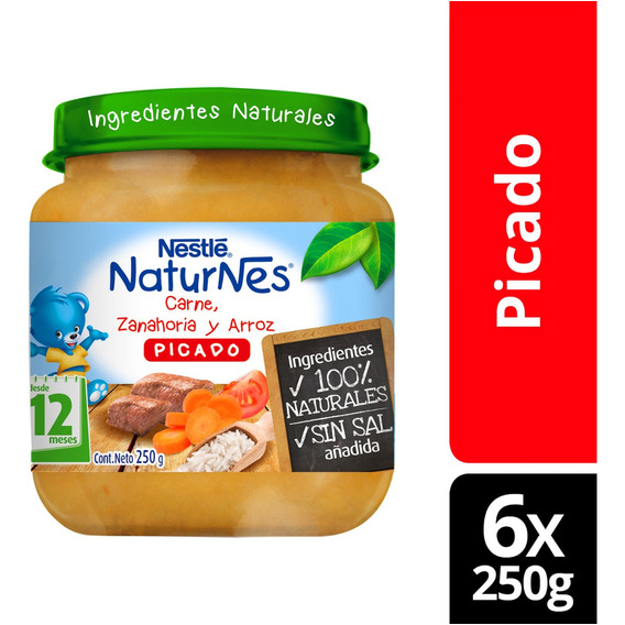 Picado Nestlé® Naturnes® Carne, Zanahoria Y Arroz 250g X6