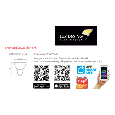 Lámpara Led Smart Tbcin Gu10 5w Wi-fi App Tuya